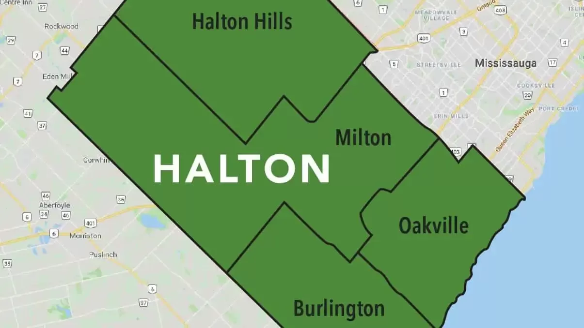 map of the Region of Halton